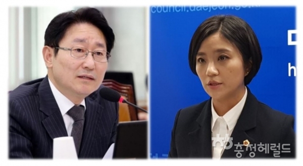 김소연 대전시의원(우측)이 박범계 국회의원(좌측)을 상대로 제기했던 재정신청이 기각됐다.