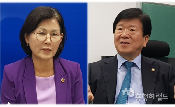 김인식 대전시의원(왼쪽)과 박병석 국회의원(오른쪽).
