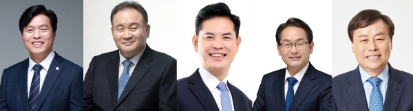 21대 총선에서 충남대 출신의 (왼쪽부터) 조승래, 이상민, 박영순, 강준현, 도종환 의원 5명이 당선됐다.