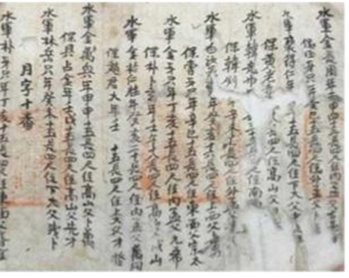 태안 신진도의 한 고가에서 발견된 조선시대 수군 군적부 일부