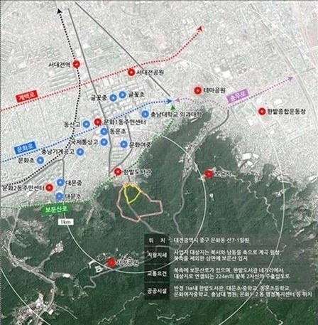 대전 문화문화공원 민간 특례사업 위치도