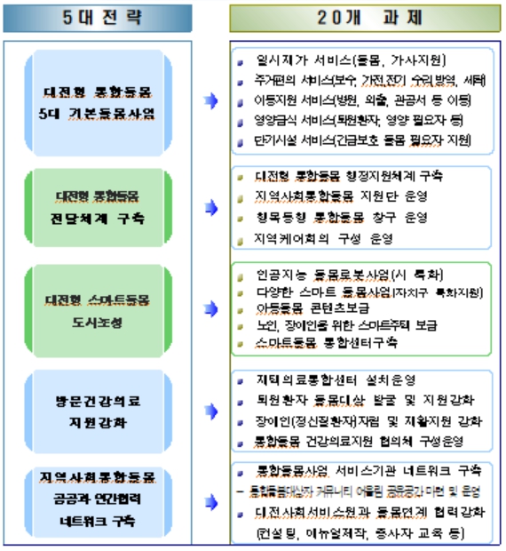 대전형 지역사회통합돌봄 5대 전략 20개 과제. [자료 제공 대전시]